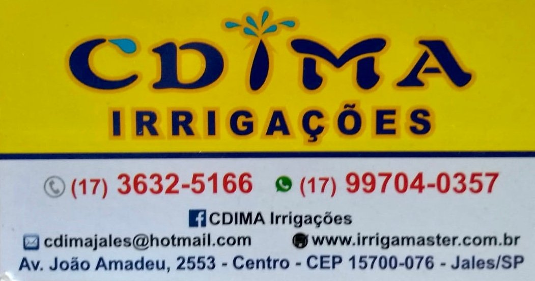 Cdima Irrigações Irrigação Poços Artesianos Painel Solar Jardim Vertical e Outorga Uso de ÁguaJales - Área 17 - Seu guia de empresas em São José do Rio Preto e região.