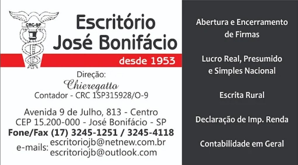Escritório de Contabilidade – Imposto de Renda em José Bonifácio, SP - Área 17 - Seu guia de empresas em São José do Rio Preto e região.