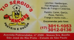 Tio Sérgio's Lanches - Área 17 - Seu guia de empresas em São José do Rio Preto e região.
