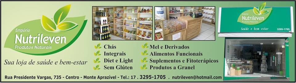 Empório Nutrileven Produtos Naturais Monte Aprazível  - Área 17 - Seu guia de empresas em São José do Rio Preto e região.