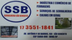 SSB Serralheria São Benedito - Área 17 - Seu guia de empresas em São José do Rio Preto e região.