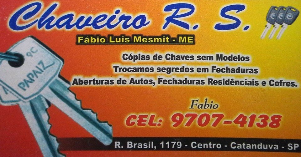 Chaveiro RS Mesmit  Catanduva - Área 17 - Seu guia de empresas em São José do Rio Preto e região.