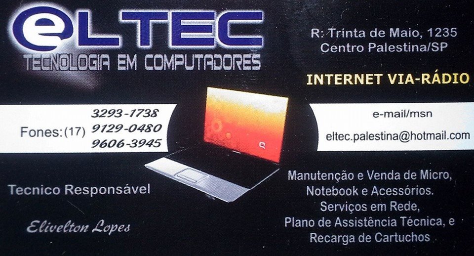 Eltec Tecnologia em Computadores Palestina - Área 17 - Seu guia de empresas em São José do Rio Preto e região.