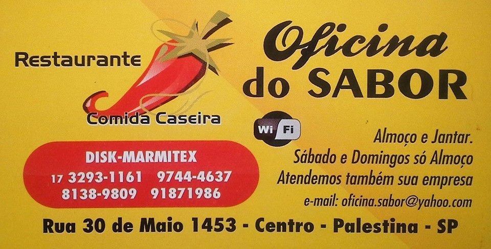 Restaurante Oficina do Sabor Palestina - Área 17 - Seu guia de empresas em São José do Rio Preto e região.