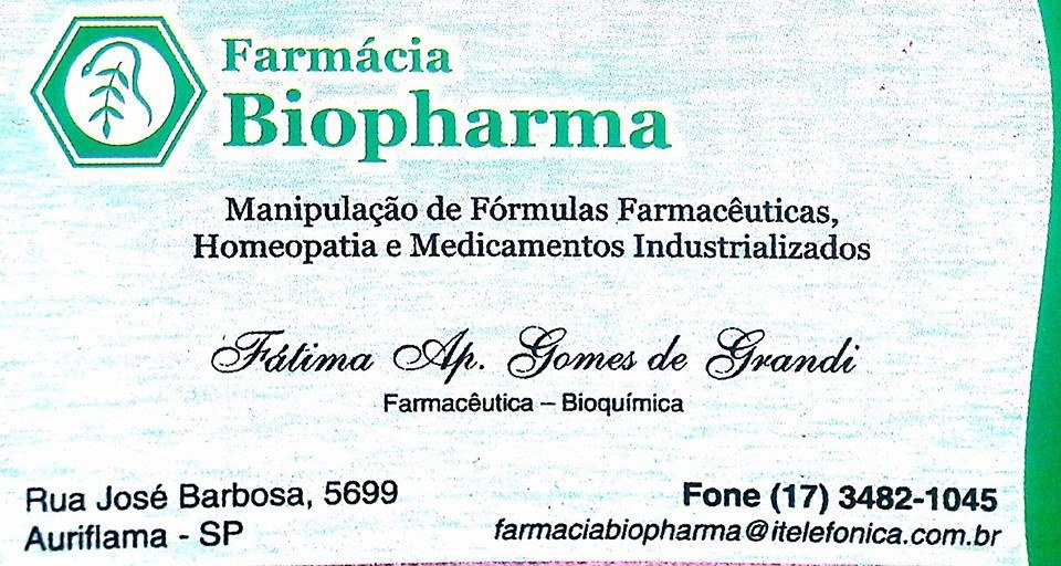 Farmácia Biopharma Farmácia de Manipulação Auriflama - Área 17 - Seu guia de empresas em São José do Rio Preto e região.