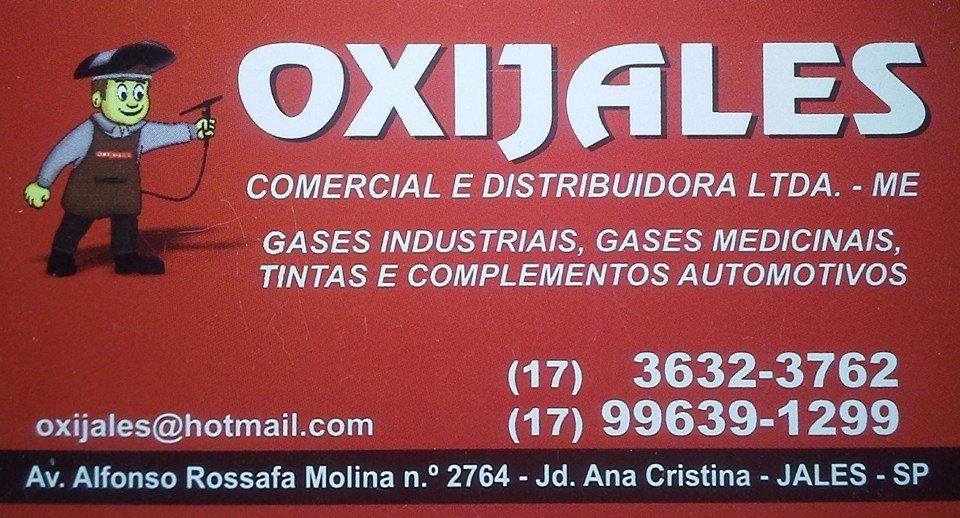 Oxijales Oxigênio Gases Medicinais Tintas Automotivas Gases Industriais Jales - Área 17 - Seu guia de empresas em São José do Rio Preto e região.