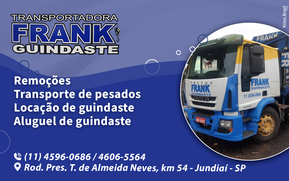 Frank Guindaste - Transportes de Pesados, Remoção, Locação e Aluguel de Guindastes em Osasco-SP - Área 17 - Seu guia de empresas em São José do Rio Preto e região.