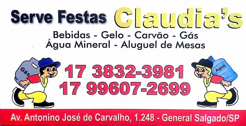 Serve Festas Serv Festas Claudia's Gás e Agua General Salgado - Área 17 - Seu guia de empresas em São José do Rio Preto e região.