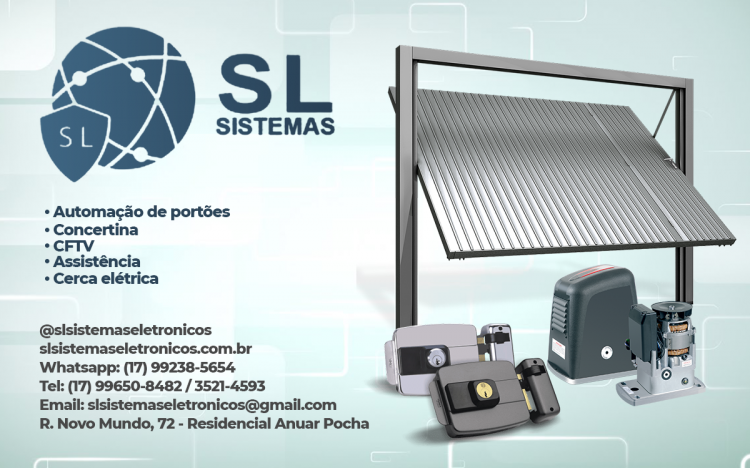 SL Sistemas Eletrônicos - Portões Automáticos em Itajobi-SP - Área 17 - Seu guia de empresas em São José do Rio Preto e região.