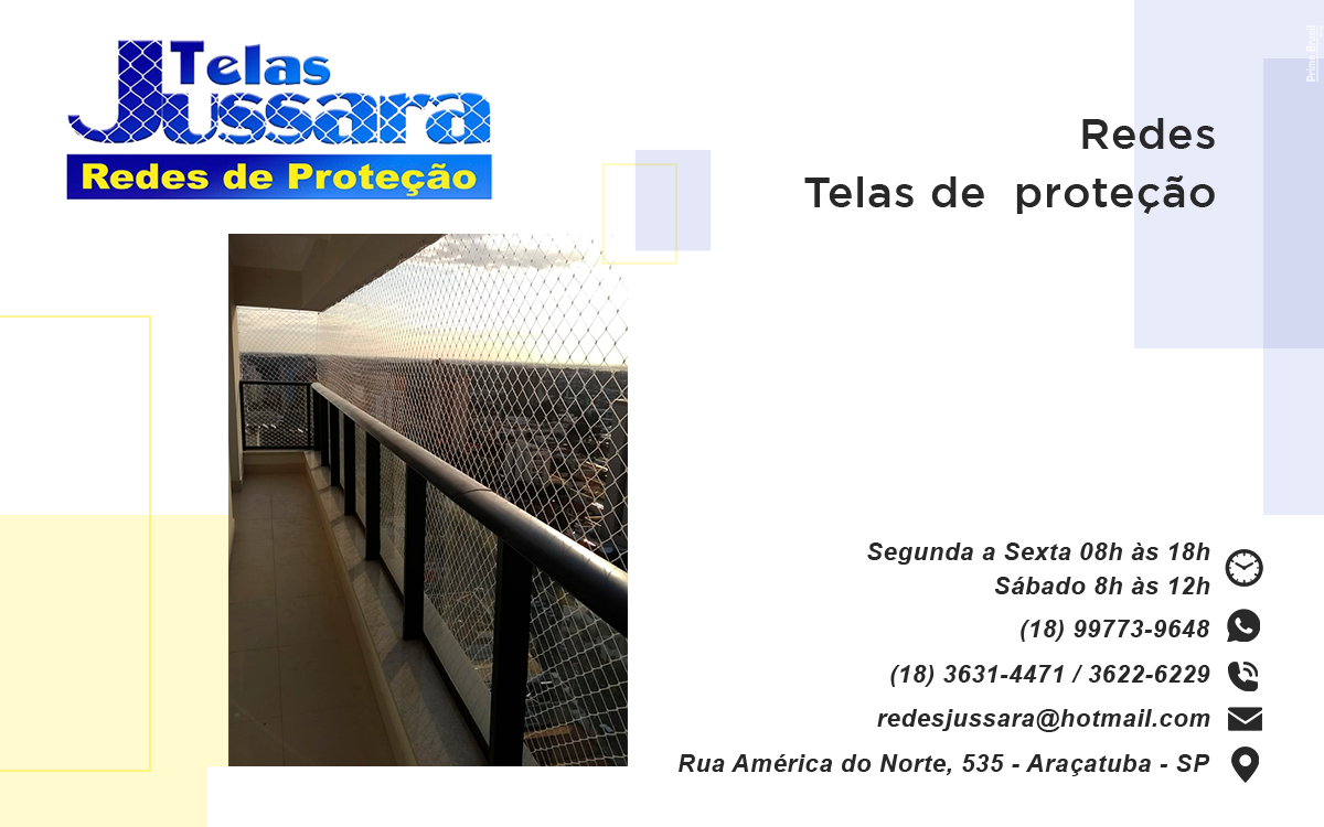 Telas Jussara redes de proteção Tupã - Área 17 - Seu guia de empresas em São José do Rio Preto e região.