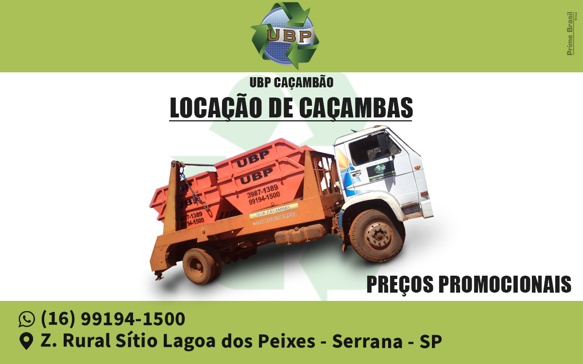 UBP Gerenciamento de Resíduos Descarte de Entulhos Serrana - Área 17 - Seu guia de empresas em São José do Rio Preto e região.